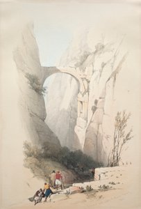 凯旋门横越峡谷，通往佩特拉，1839年。 作者 大卫·罗伯茨
