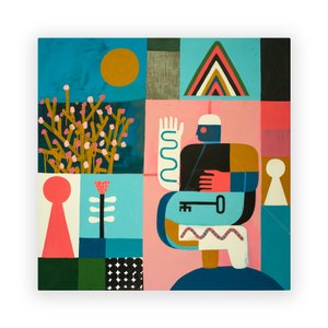 攀登分子山，2023（画布上的绘画和拼贴） 作者 大卫·希林劳