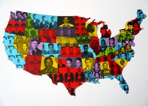 名人逮捕地图（纸上的giclee和丝网）