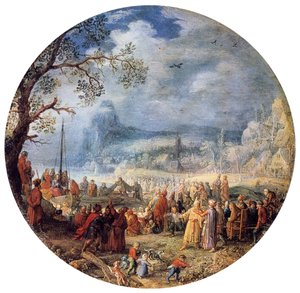 基督在Genezareth湖的布道，1623年。 作者 戴维·温克布恩斯