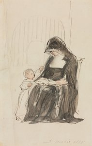 修女向孩子读书，1835年。 作者 大卫威尔基