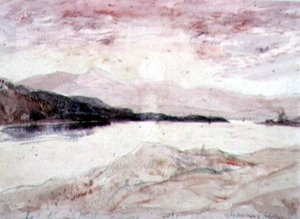 Argyllshire，Loch Aline：从北部到马尔岛的视图（纸上的wc） 作者 戴维·杨·卡梅伦
