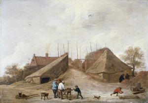 围着桌子围着数字的农场围场 作者 大卫·特尼尔斯（David Teniers）