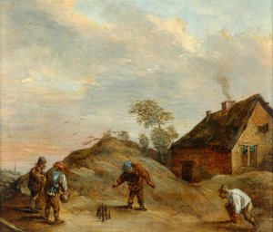 男子在碗里玩 作者 大卫·特尼尔斯（David Teniers）