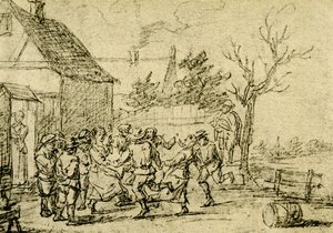 农民在房子前面跳舞 作者 大卫·特尼尔斯（David Teniers）