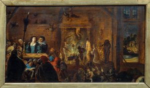 安息日场景。 David II Teniers 的画作 The Young (1610-1690) Ec。 火焰。 作者 大卫·特尼尔斯（David Teniers）