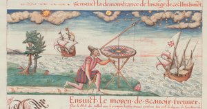 插图来自Les premiers uvres de Jacques de Vaulx, pillote en la marine, 1583。 作者 德沃