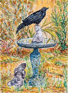 乌鸦的佛像，2024 年（水彩画） 作者 黛博拉·伊芙·阿拉斯特拉