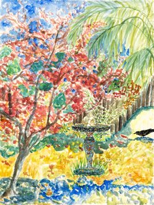 花园景观，2023 年（水彩画） 作者 黛博拉·伊芙·阿拉斯特拉