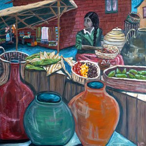 市场，2023 年（丙烯酸画布） 作者 黛博拉·伊芙·阿拉斯特拉