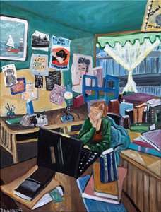 作家小屋，2023 年（丙烯酸画布） 作者 黛博拉·伊芙·阿拉斯特拉