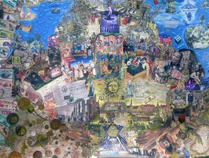 信用之死，2010年（画布上拼贴和混合媒体）