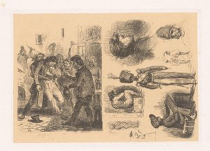 一群人，旁边是包括一名士兵在内的构图
Croquis; Scènes de la Révolution (革命场景)