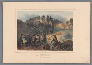 士兵在栅栏开口处跋涉，1832 年
卡波尼耶，半月前的栅栏作品（标题见实物）
Dessins faits d
