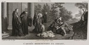 Denis-Sébastien Leroy、Antoine-Claude-François Villerey et Coiny - Saint Benoît 正在抢救一名儿童，取材于 Louis de Silvestre - 1802-1815 年
