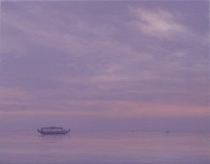 在Vembanad湖，喀拉拉的渔船 作者 德里克·哈尔