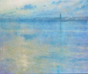 斯德哥尔摩天际线，Riddarfjärden，2016（布面油画） 作者 德里克·哈尔