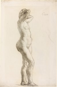 女性人物研究》，约 1906-07 年（纸上黑色粉笔画）