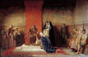 法国的圣伊丽莎白（圣路易斯的妹妹）为可怜的人洗脚 Desire Laugee (1823-1896) 1865 年作画 作者 欲望弗朗索瓦·劳奇