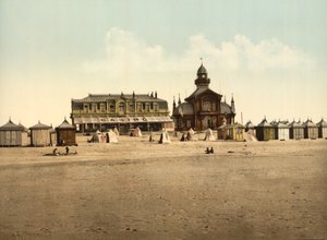 海滩和赌场，法国加来，约1900年 作者 底特律出版公司