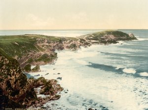 Towan Head，纽基，英格兰康沃尔，彩色打印，约1900年 作者 底特律出版公司