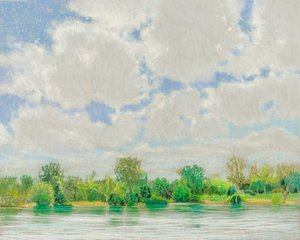 美国河景，2017（纸上粉彩画） 作者 戴安娜·扬斯