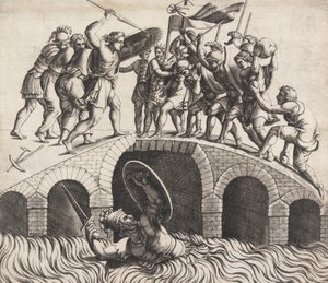 Horatio Coclès通过游泳拯救自己，16世纪。 作者 黛安娜·曼图亚纳