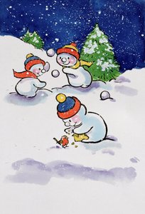 Little Snowmen Snowballing，1996（wc）