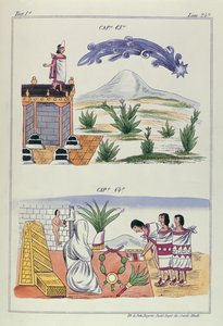 第63章及第64章，来自&39;Historia de las Indias de Nueva Espana y islas de tierra firme&39;的插图，由墨西哥Jules Desportes，1867-80拍摄