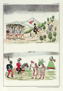 第72章及第73章，来自&39;Historia de las Indias de Nueva Espana y islas de tierra firme&39;的插图，由墨西哥Jules Desportes拍摄，1867-80