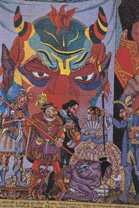 一幅画的特写，墨西哥墨西哥城 Insurgentes 剧院 作者 迭戈·里维拉