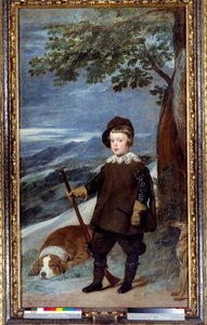 西班牙国王菲利普四世之子巴尔塔萨·卡洛斯王子 (1629-1646) 的狩猎装肖像画 迭戈·贝拉斯克斯 (Diego Velasquez) (1599-1660) 1635 年 1,91x1,03 m 马德里，普拉多博物馆 - 西班牙巴尔塔萨·卡洛斯王子（1629-1646），菲利普四世国王的肖像 作者 迭戈委拉斯开兹