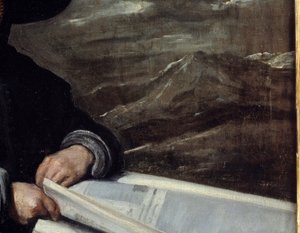 小丑迭戈·德·阿塞多 (Diego de Acedo) 的肖像说表弟细节。 Diego Rodriguez de Silva y Velasquez (1599-1660) 的绘画 作者 迭戈委拉斯开兹