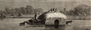 Cutting, harvesting and transporting fodder on the banks of the Danube. Drawing by Lancelot, to illustrate his journey from Paris to Bucharest in 1860. Engraving in “” Le tour du monde””, edited by Edouard Charton