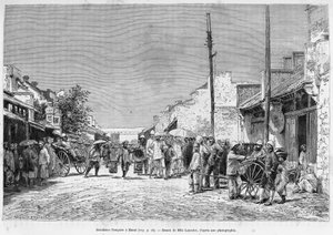 法国人在河内的住所。 兰斯洛特在一张照片后雕刻，说明 1884 年的 Trente mois au Tonkin 故事，由 Hocquard 博士在 1889 年的世界之旅中，由 Edouard Charton（1807-1890）执导，巴黎阿歇特。