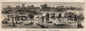 Apathin（塞尔维亚）的渔业，在多瑙河上。 兰斯洛特的画，说明他 1860 年从巴黎到布加勒斯特的旅程。雕刻在“世界之旅”，由爱德华查顿编辑 作者 Dieudonne Auguste Lancelot
