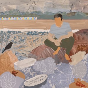 海滩小屋和化石（拼贴画） 作者 