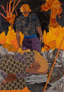 齐格弗里德找到布伦希尔德，瓦格纳的《指环》（拼贴画） 作者 