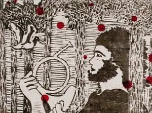 齐格弗里德、木鸟与龙血，瓦格纳的《指环》，2024 年（木刻版） 作者 