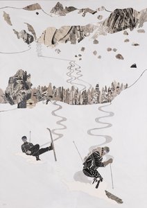 滑雪、秋线和秋天（拼贴画） 作者 