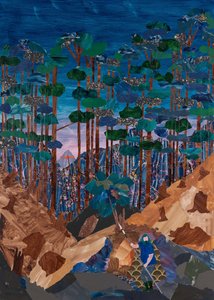 沃坦与布伦希尔德的岩石，瓦格纳的《指环》，2024 年（拼贴画） 作者 