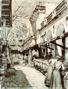 The square of the market of Saint Catherine in Barcelona (drawing) 作者 迪奥尼西奥·贝夏拉斯·维达格