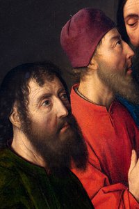 教区教堂（圣彼得教区教堂）。画作。最后的晚餐。德克-布茨。1464-1468.细节。中央面板。 作者 迪克·布特斯