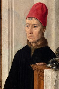 教区教堂（圣彼得教区教堂）。画作。最后的晚餐。德克-布茨。1464-1468.细节。中央面板。 作者 迪克·布特斯