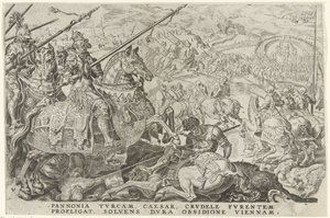 维也纳之围，1529 年
查理五世的胜利（系列标题）
Divi Caroli.V.imp.opt.max.victoriae,ex multis praecipuae（丛书名） 作者 马尔滕·范·海姆斯克