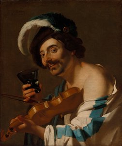 带酒杯的小提琴演奏者，1623年。