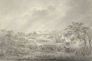 1794 年 11 月 7 日，英国和汉诺威军队从奈梅亨通过瓦尔河上的船桥前往兰特