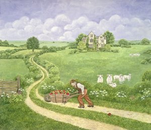 Apple-barrow：Joseph Poorgrass将一桶苹果带到Bathshebas住宅，远离Madding Crowd，来自Thomas Hardy