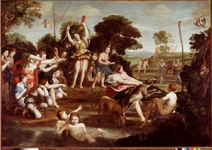 Domenico Zampieri dit Il Domenichino (1581-1641) 1617 Dim. 218x312 厘米罗马博尔盖塞美术馆 - 戴安娜的狩猎，由 Domenico Zampieri 又名 Il Domenichino（1581-1641 年）绘制。 布面油画，218x312 厘米