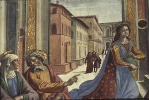 圣殿中的圣母(壁画)(细节) 作者 多梅尼科·吉兰达约（Domenico Ghirlandaio）